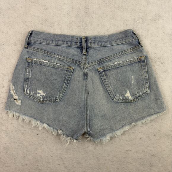AGOLDE Parker Vintage Cut Off Short Distressed Button Fly Swapmeet Size 28 Blue - Picture 4 of 10